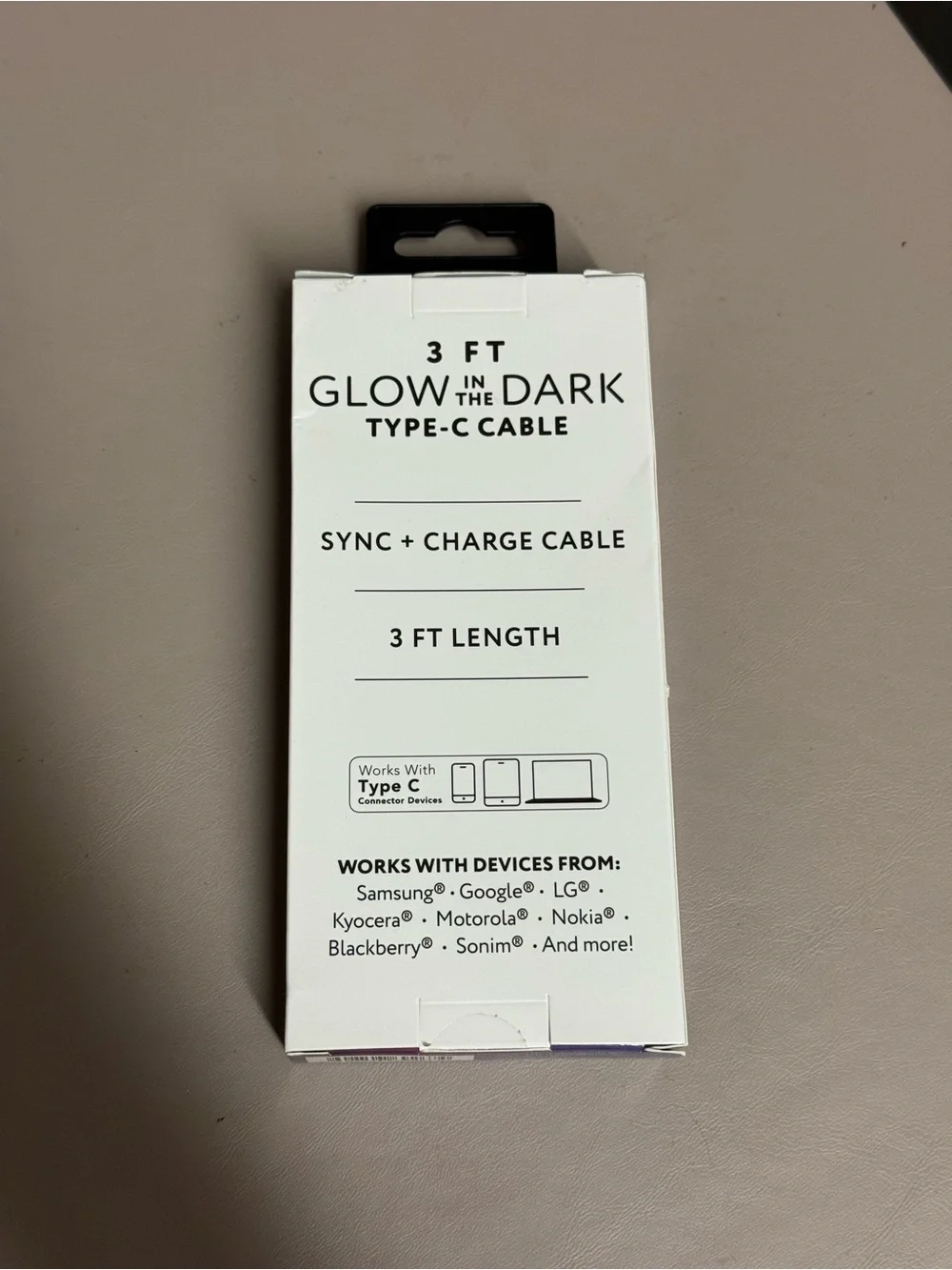 Glow-in-the-Dark 3ft USB Type-C Charging Cable - Green
